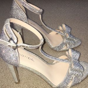 Silver sparkle heels